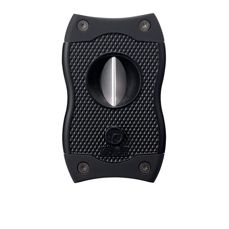 Colibri Premium SV-Cut 2 in 1 Cigar Cutter - Ergonomic Stainless Steel V-Cut and Straight Cut Style Spring-Loaded Blade, Ideal for up to 60+ Ring Gauge - Gift for Cigar Enthusiasts (Black) - Image 1